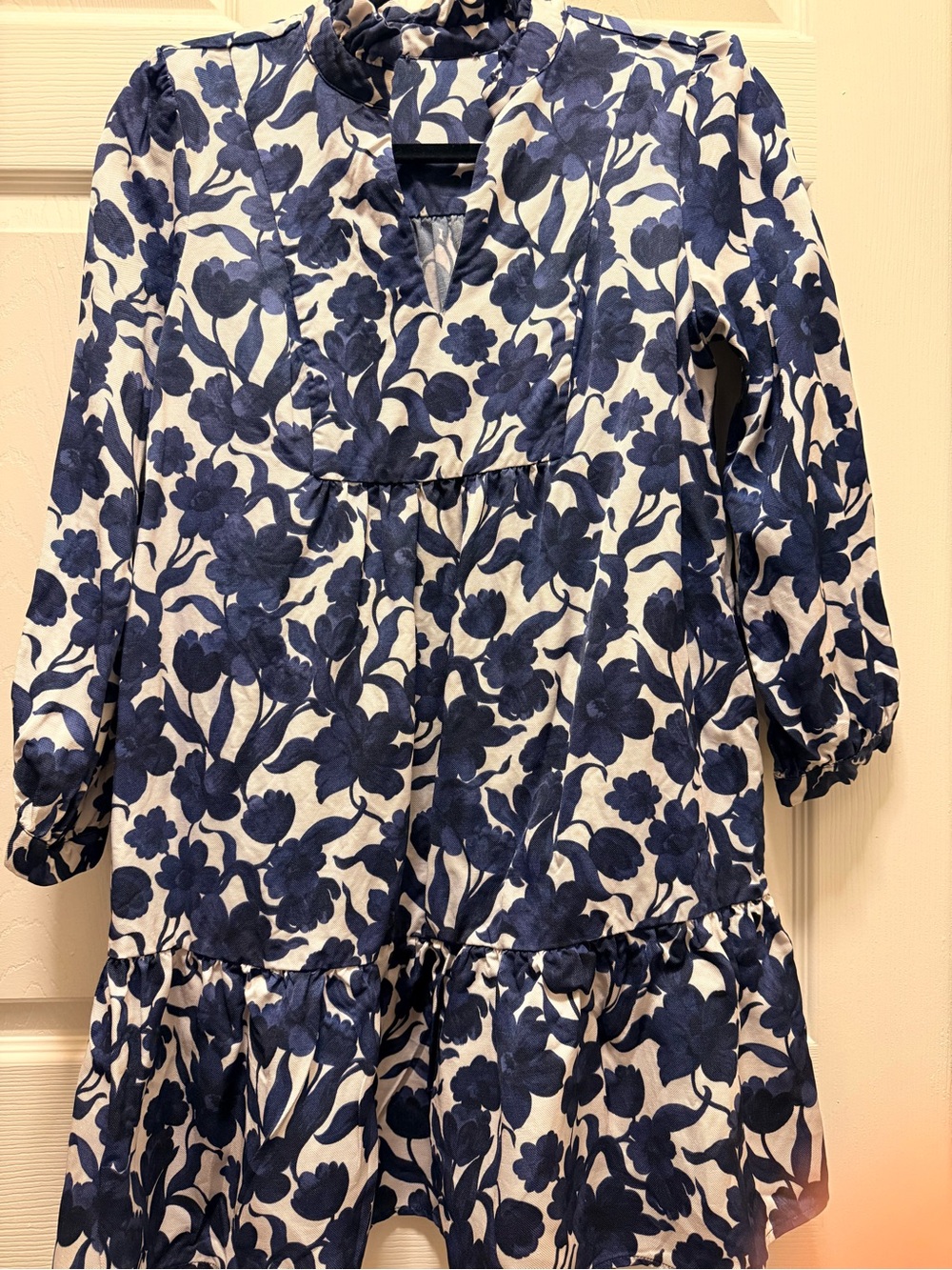 Tuckernuck Navy and White Floral Long-Sleeve Dress